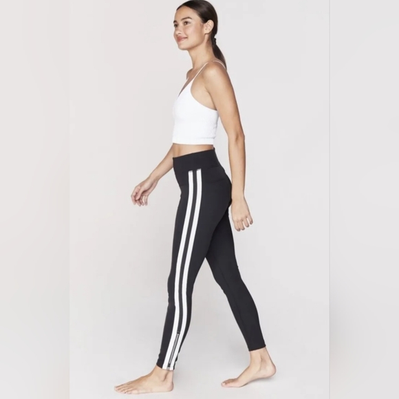 Spiritual Gangster Track Stripe Zip Ankle Compression 7/8 Leggings - Picture 12 of 16